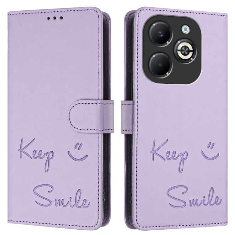 For Infinix Smart 8 Plus / Smart 8 Pro Smile Embossing RFID Leather Phone Case