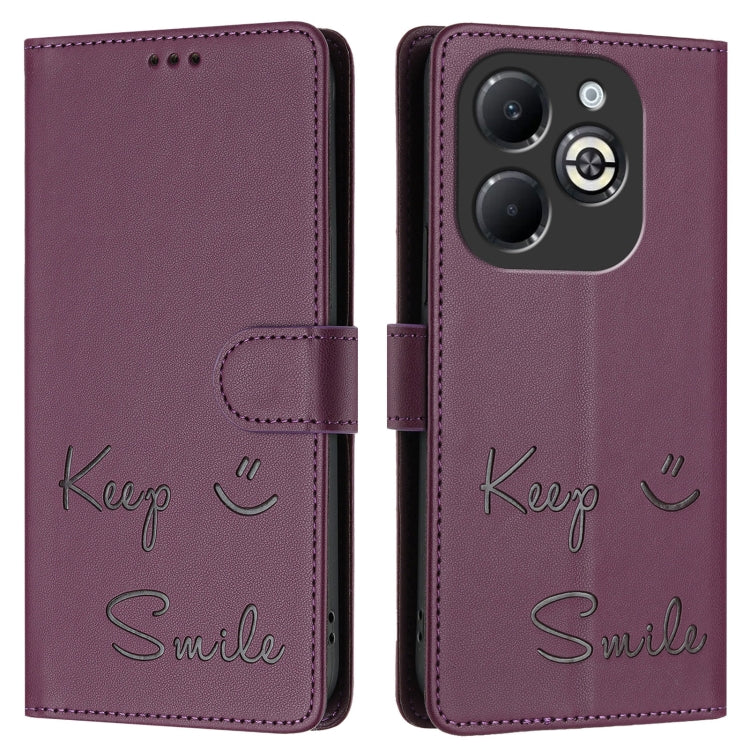 For Infinix Smart 8 Plus / Smart 8 Pro Smile Embossing RFID Leather Phone Case