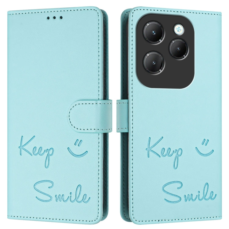 For Infinix Hot 40 / Hot 40 Pro Smile Embossing RFID Leather Phone Case