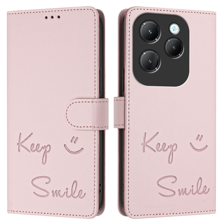 For Infinix Hot 40 / Hot 40 Pro Smile Embossing RFID Leather Phone Case