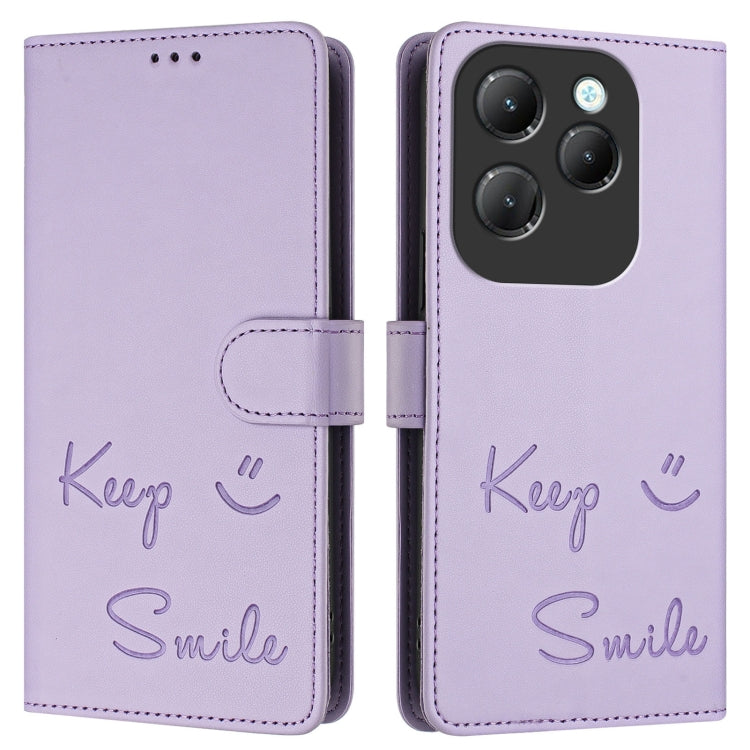 For Infinix Hot 40 / Hot 40 Pro Smile Embossing RFID Leather Phone Case