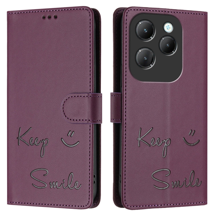 For Infinix Hot 40 / Hot 40 Pro Smile Embossing RFID Leather Phone Case