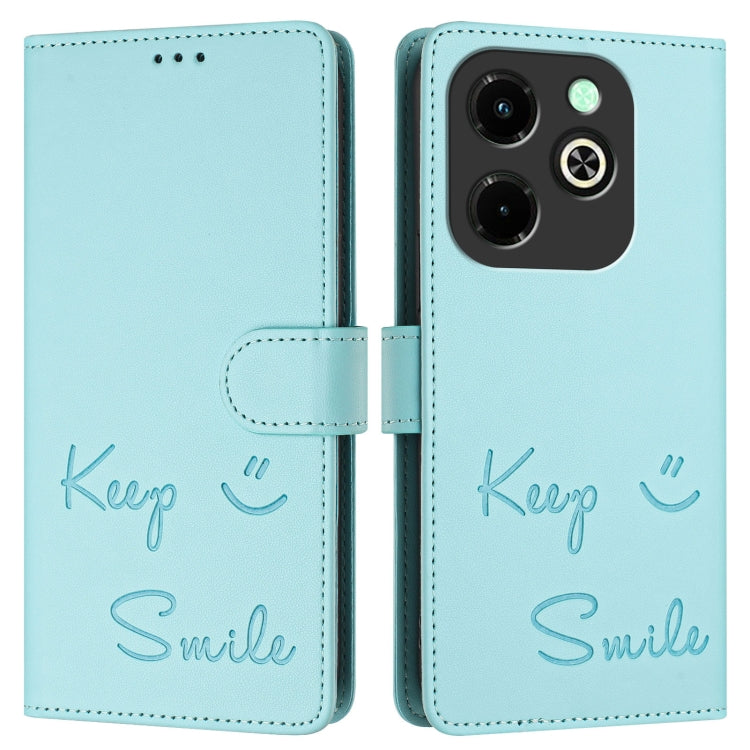 For Infinix Hot 40i Smile Embossing RFID Leather Phone Case