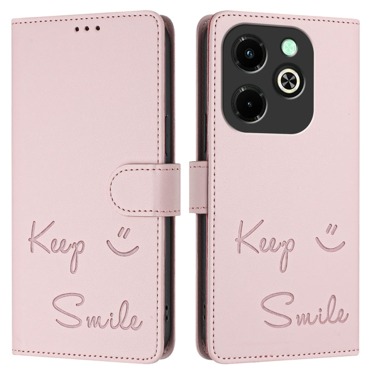 For Infinix Hot 40i Smile Embossing RFID Leather Phone Case