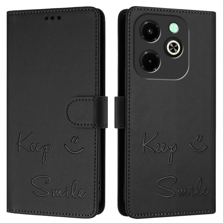For Infinix Hot 40i Smile Embossing RFID Leather Phone Case