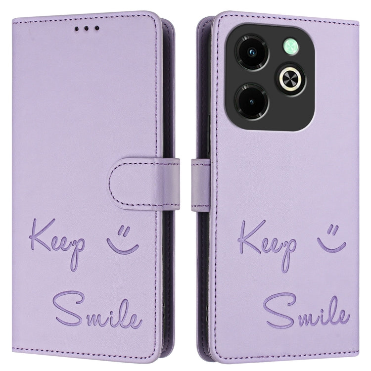 For Infinix Hot 40i Smile Embossing RFID Leather Phone Case