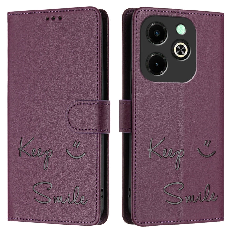 For Infinix Hot 40i Smile Embossing RFID Leather Phone Case