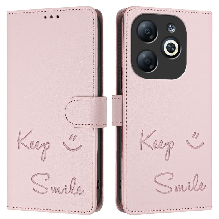 For Infinix Smart 8 Smile Embossing RFID Leather Phone Case