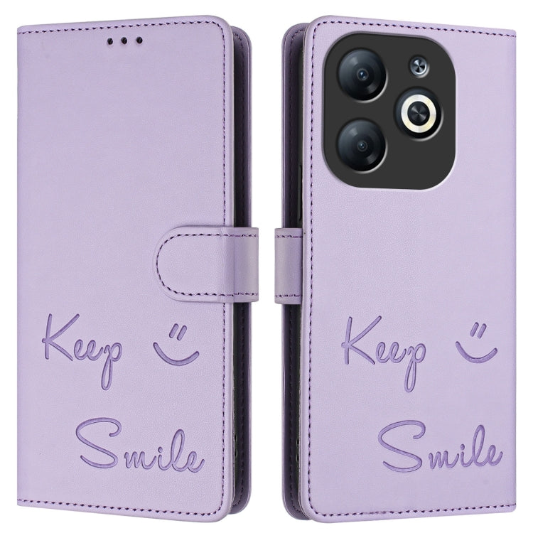 For Infinix Smart 8 Smile Embossing RFID Leather Phone Case