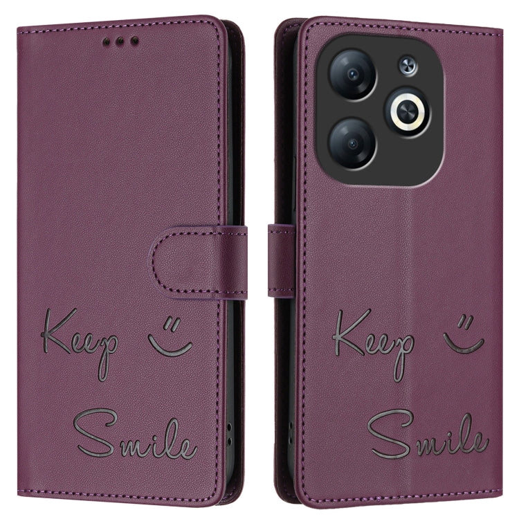 For Infinix Smart 8 Smile Embossing RFID Leather Phone Case