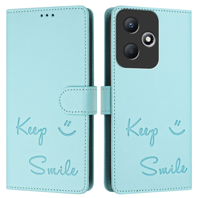 For Infinix Hot 30 Play / 30 Play NFC Smile Embossing RFID Leather Phone Case