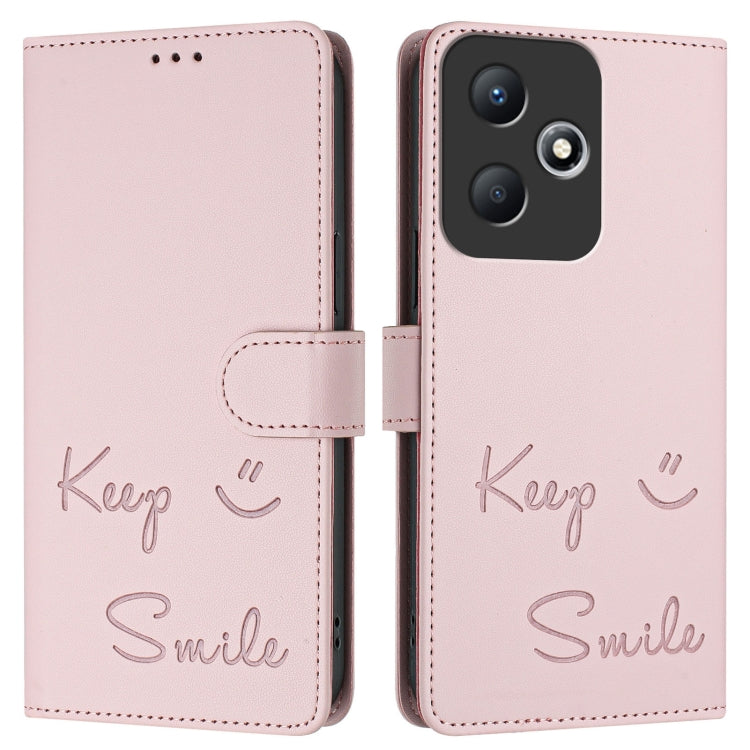 For Infinix Hot 30 Play / 30 Play NFC Smile Embossing RFID Leather Phone Case