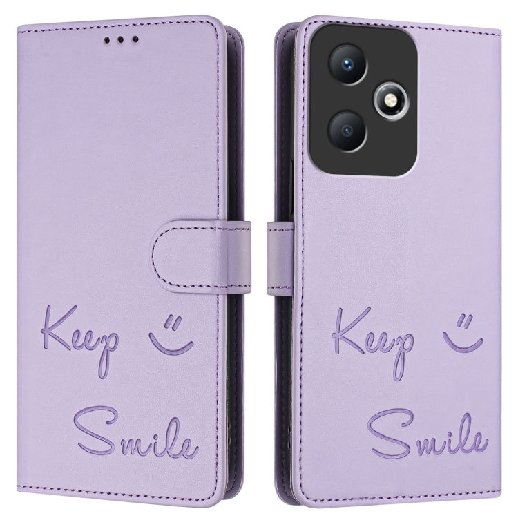For Infinix Hot 30 Play / 30 Play NFC Smile Embossing RFID Leather Phone Case