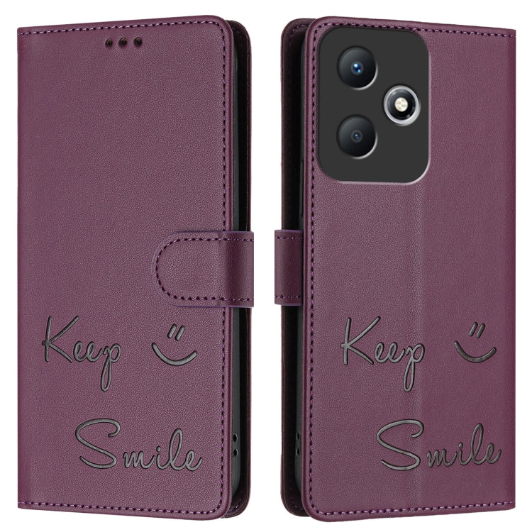 For Infinix Hot 30 Play / 30 Play NFC Smile Embossing RFID Leather Phone Case
