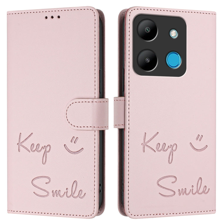 For Infinix Smart 7 HD / Smart 7 Plus Smile Embossing RFID Leather Phone Case