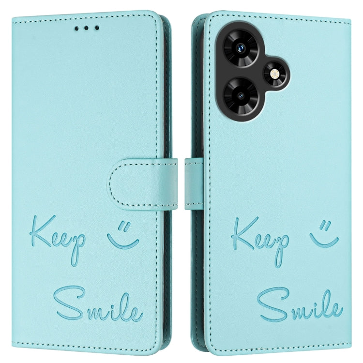 For Infinix Hot 30i Smile Embossing RFID Leather Phone Case