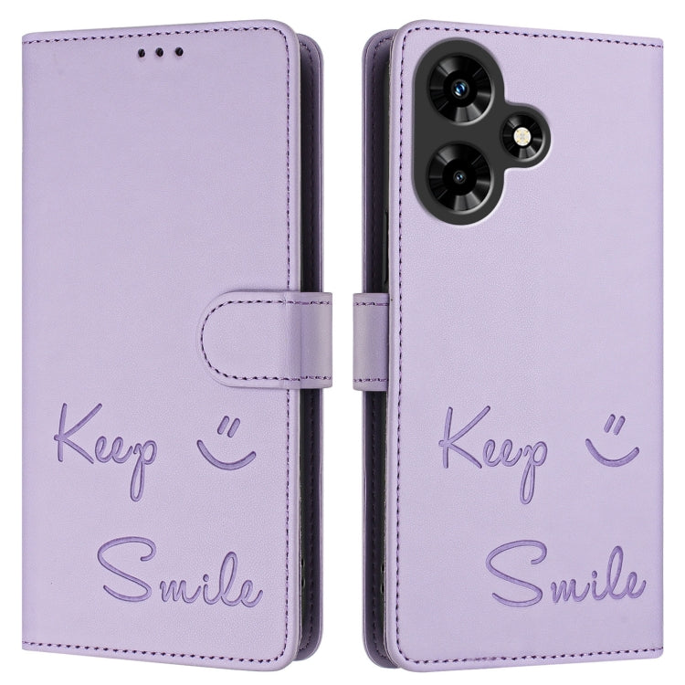For Infinix Hot 30i Smile Embossing RFID Leather Phone Case