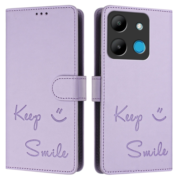For Infinix Smart 7 X6515 Smile Embossing RFID Leather Phone Case