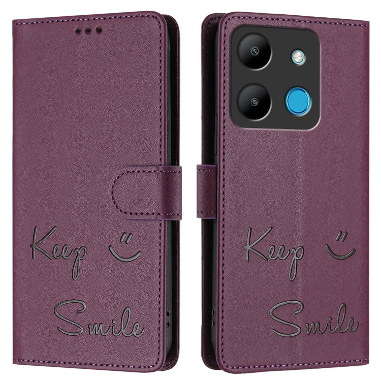 For Infinix Smart 7 X6515 Smile Embossing RFID Leather Phone Case