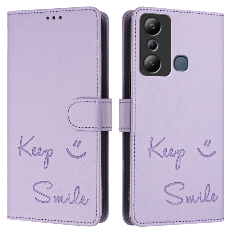 For Infinix Hot 20i X665E Smile Embossing RFID Leather Phone Case