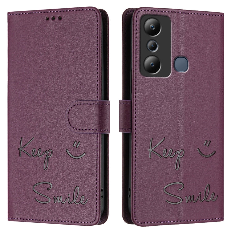For Infinix Hot 20i X665E Smile Embossing RFID Leather Phone Case