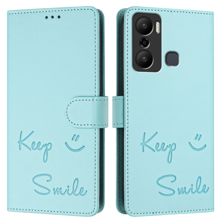 For Infinix Hot 20 Play Smile Embossing RFID Leather Phone Case