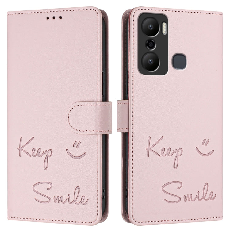 For Infinix Hot 20 Play Smile Embossing RFID Leather Phone Case
