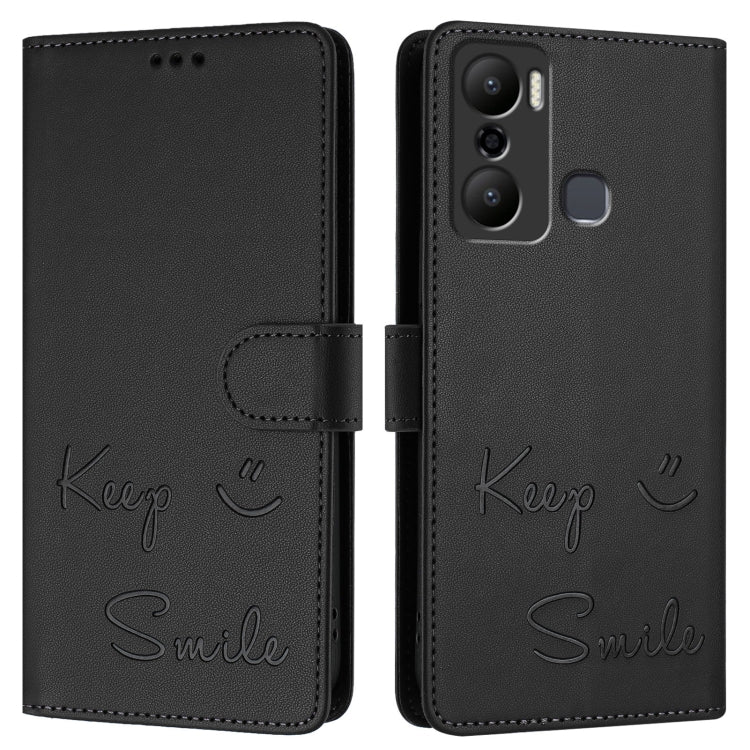 For Infinix Hot 20 Play Smile Embossing RFID Leather Phone Case