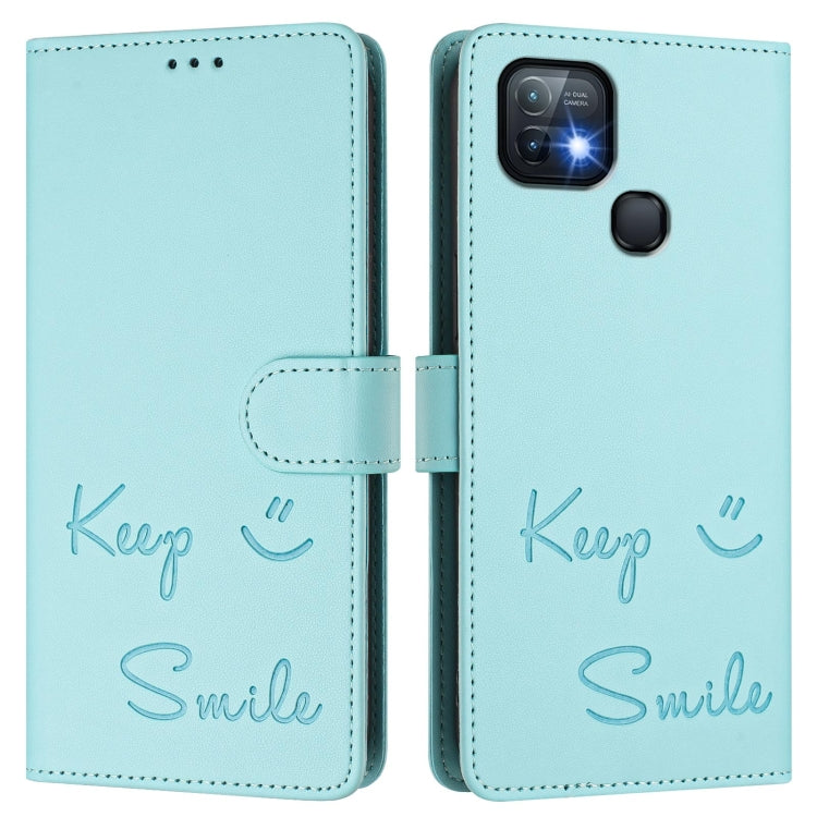 For Infinix Hot 10i Smile Embossing RFID Leather Phone Case