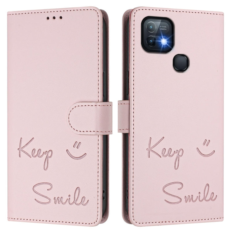 For Infinix Hot 10i Smile Embossing RFID Leather Phone Case