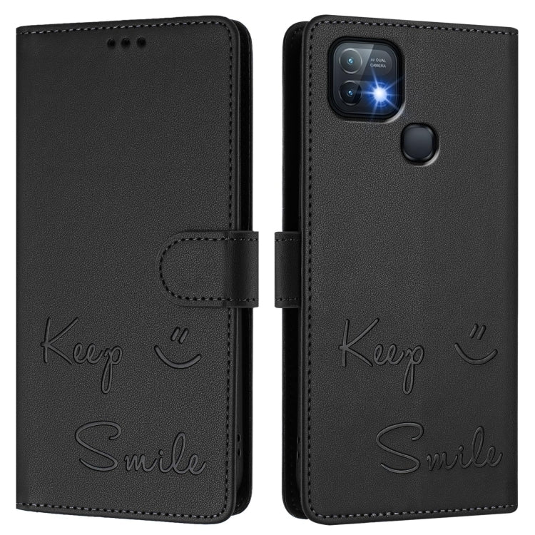 For Infinix Hot 10i Smile Embossing RFID Leather Phone Case