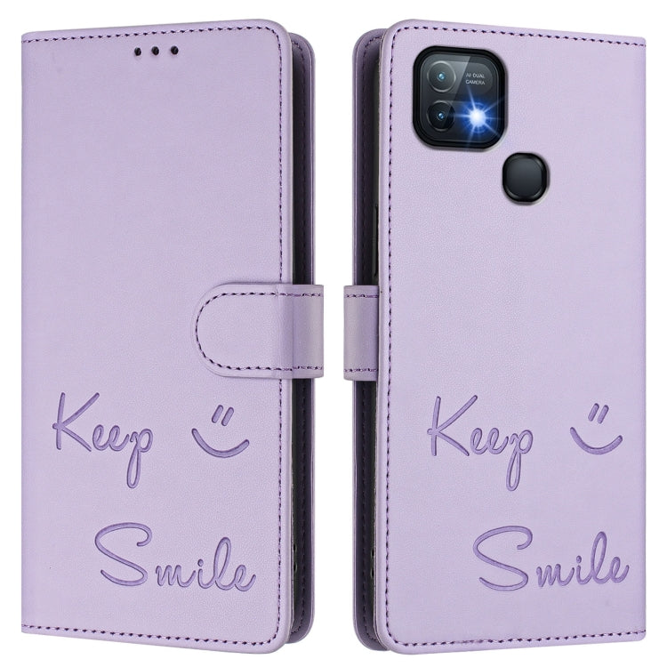For Infinix Hot 10i Smile Embossing RFID Leather Phone Case