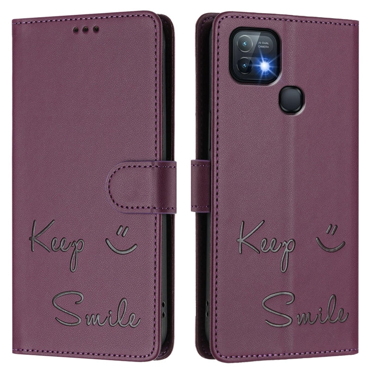 For Infinix Hot 10i Smile Embossing RFID Leather Phone Case