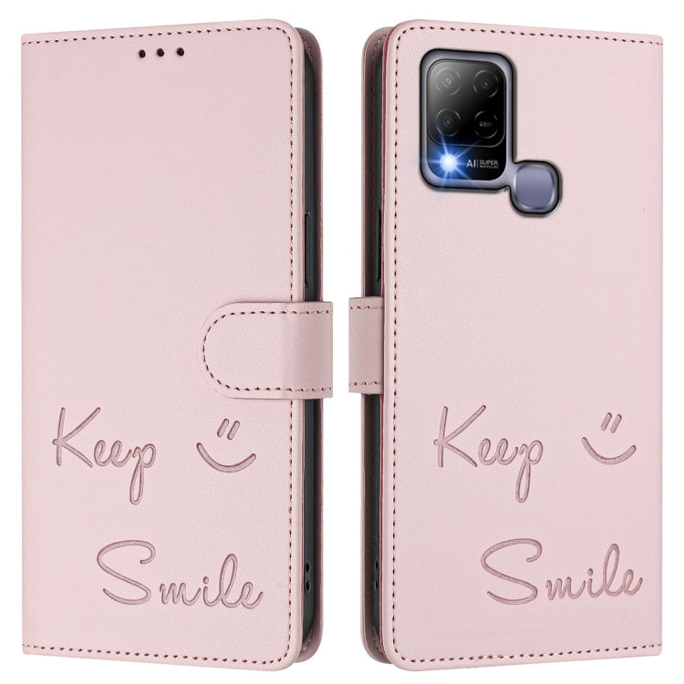 For Infinix Hot 10T / 10S Smile Embossing RFID Leather Phone Case