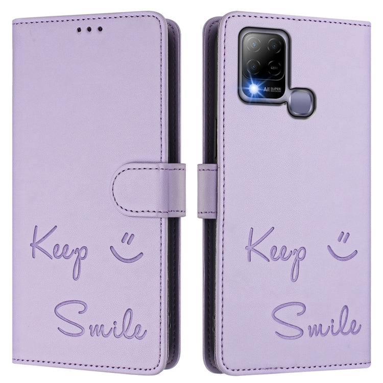 For Infinix Hot 10T / 10S Smile Embossing RFID Leather Phone Case