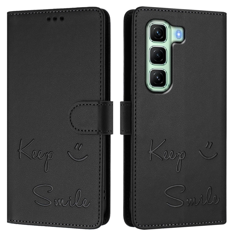 For Infinix Hot 50 4G Smile Embossing RFID Leather Phone Case