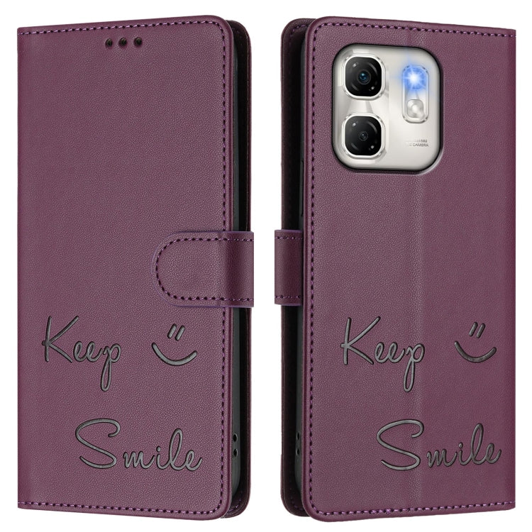 For Infinix Hot 50i 5G / Smart 9 4G Smile Embossing RFID Leather Phone Case
