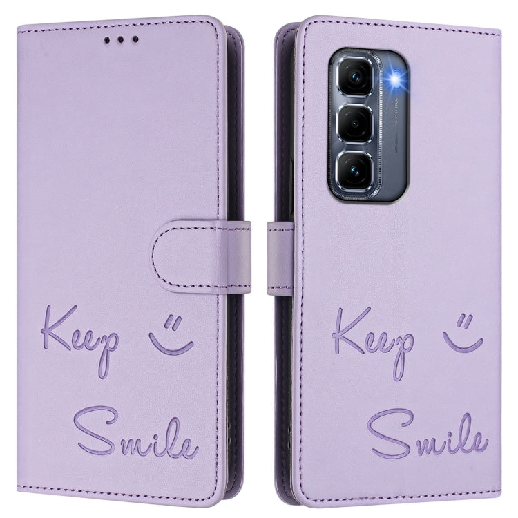 For Infinix Hot 50 Pro+ 4G Smile Embossing RFID Leather Phone Case