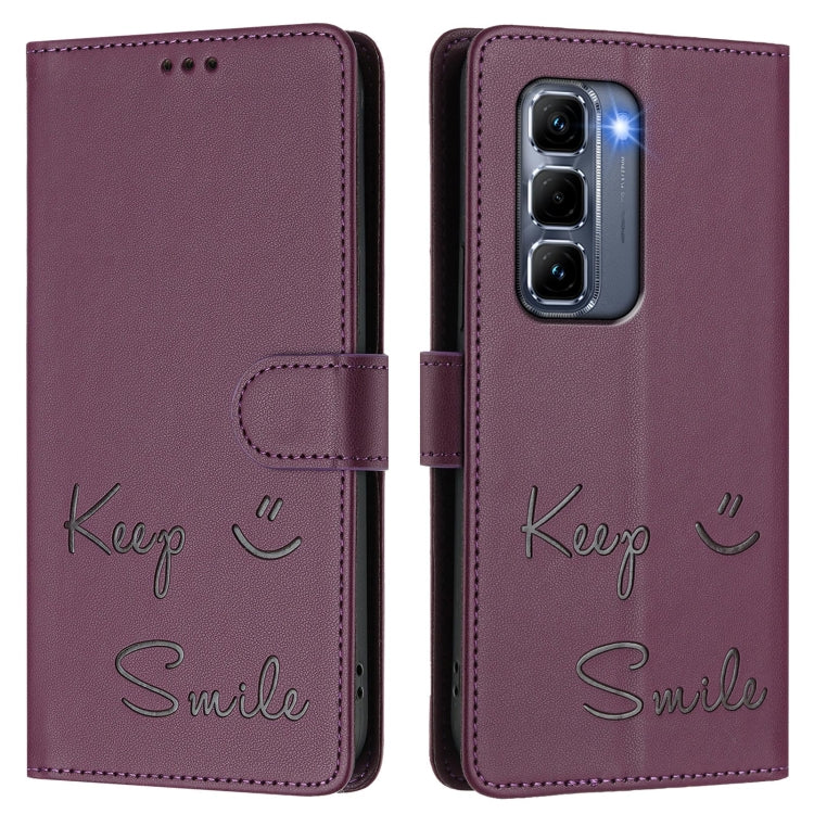 For Infinix Hot 50 Pro+ 4G Smile Embossing RFID Leather Phone Case