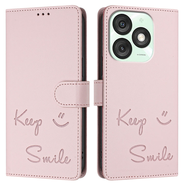 For itel A50 Smile Embossing RFID Leather Phone Case