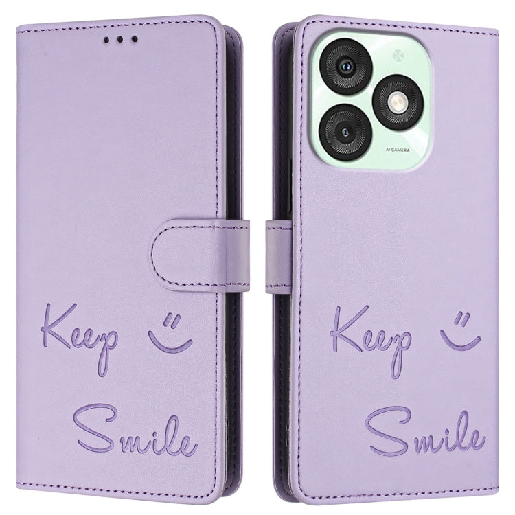 For itel A50 Smile Embossing RFID Leather Phone Case