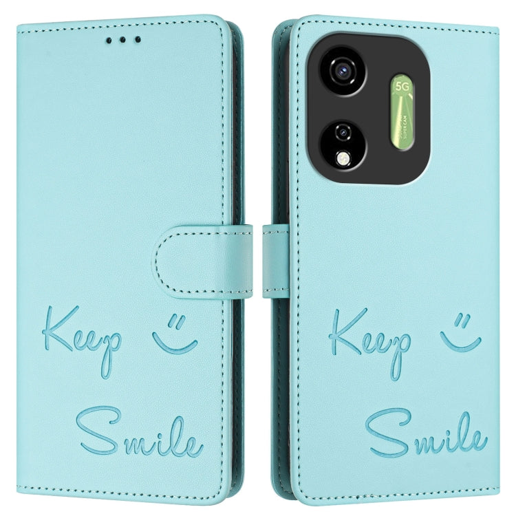 For itel P55 5G Smile Embossing RFID Leather Phone Case