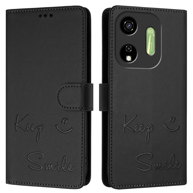 For itel P55 5G Smile Embossing RFID Leather Phone Case
