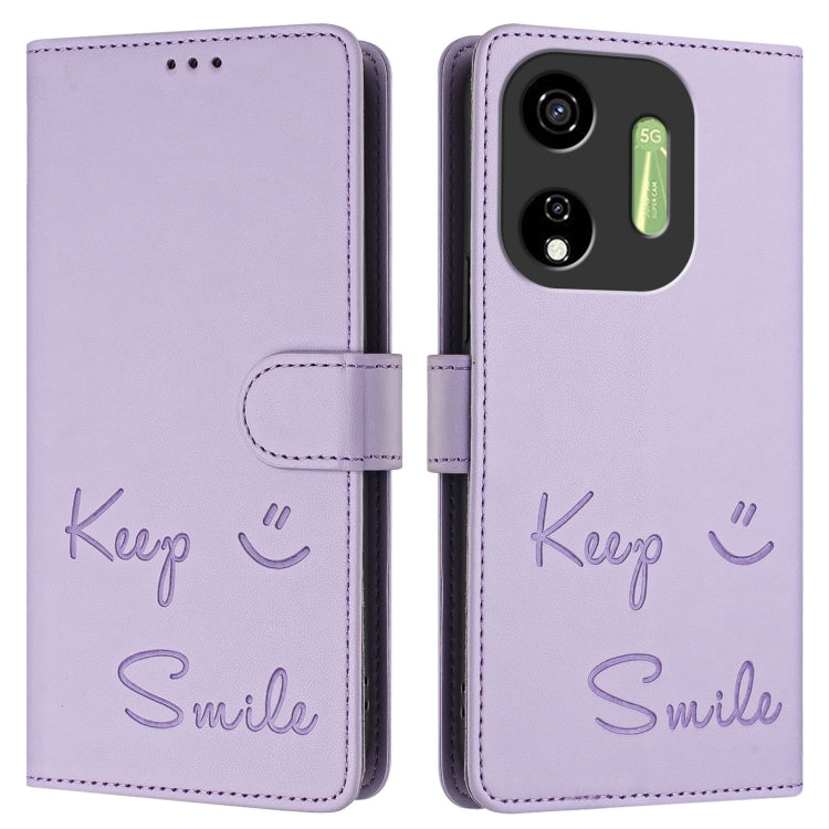 For itel P55 5G Smile Embossing RFID Leather Phone Case