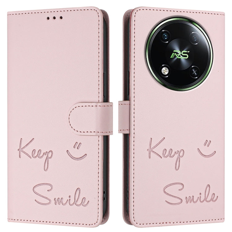 For itel RS4 S666LN Smile Embossing RFID Leather Phone Case