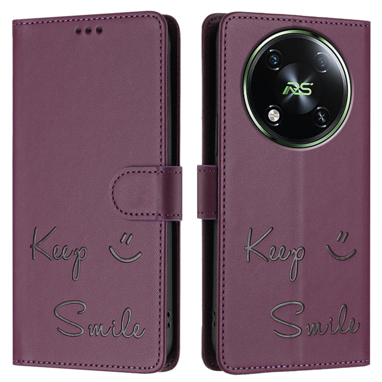 For itel RS4 S666LN Smile Embossing RFID Leather Phone Case