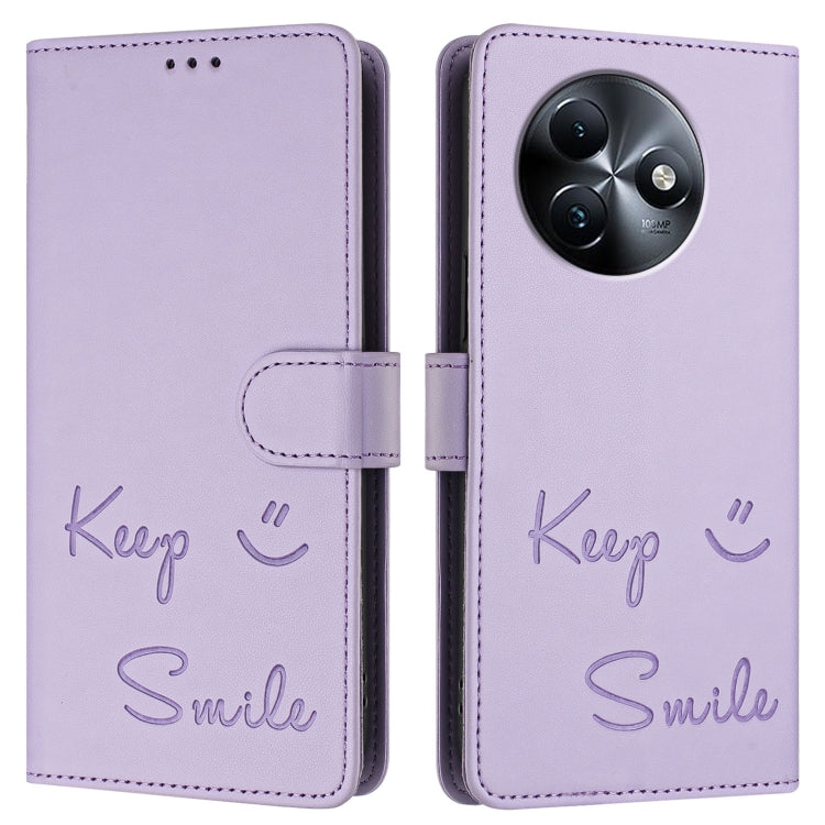For itel S24 Smile Embossing RFID Leather Phone Case