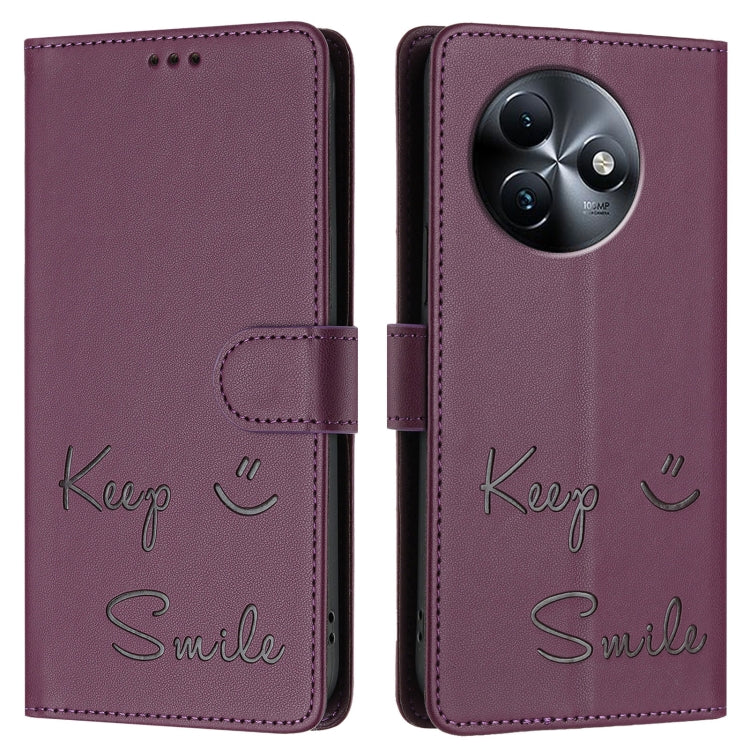 For itel S24 Smile Embossing RFID Leather Phone Case