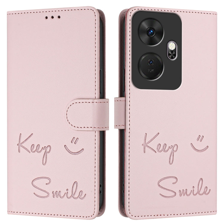 For itel P55+ Smile Embossing RFID Leather Phone Case
