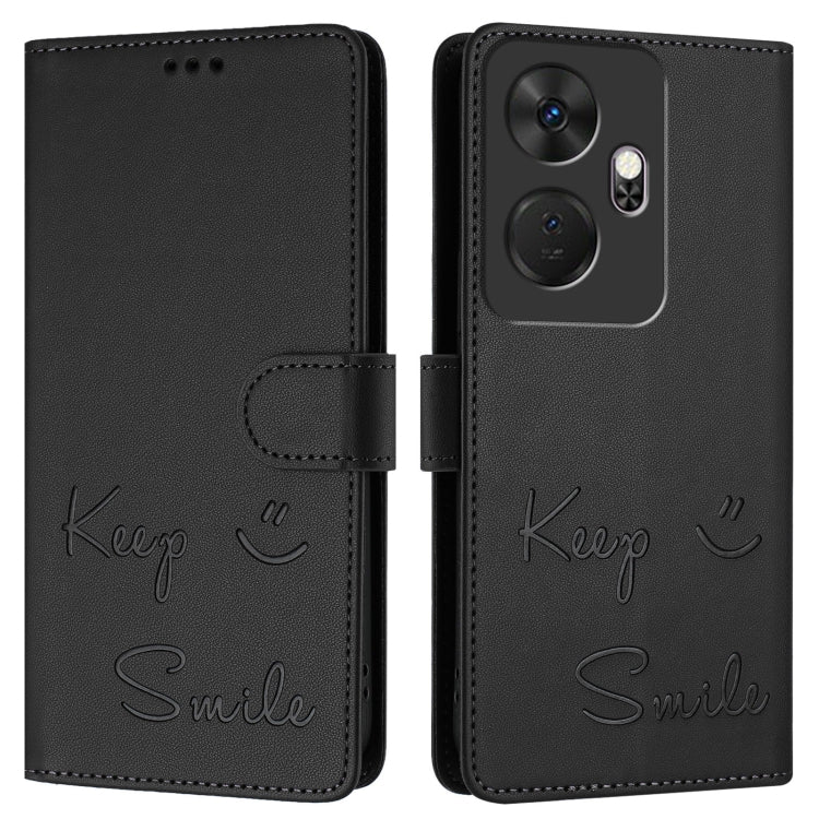 For itel P55+ Smile Embossing RFID Leather Phone Case